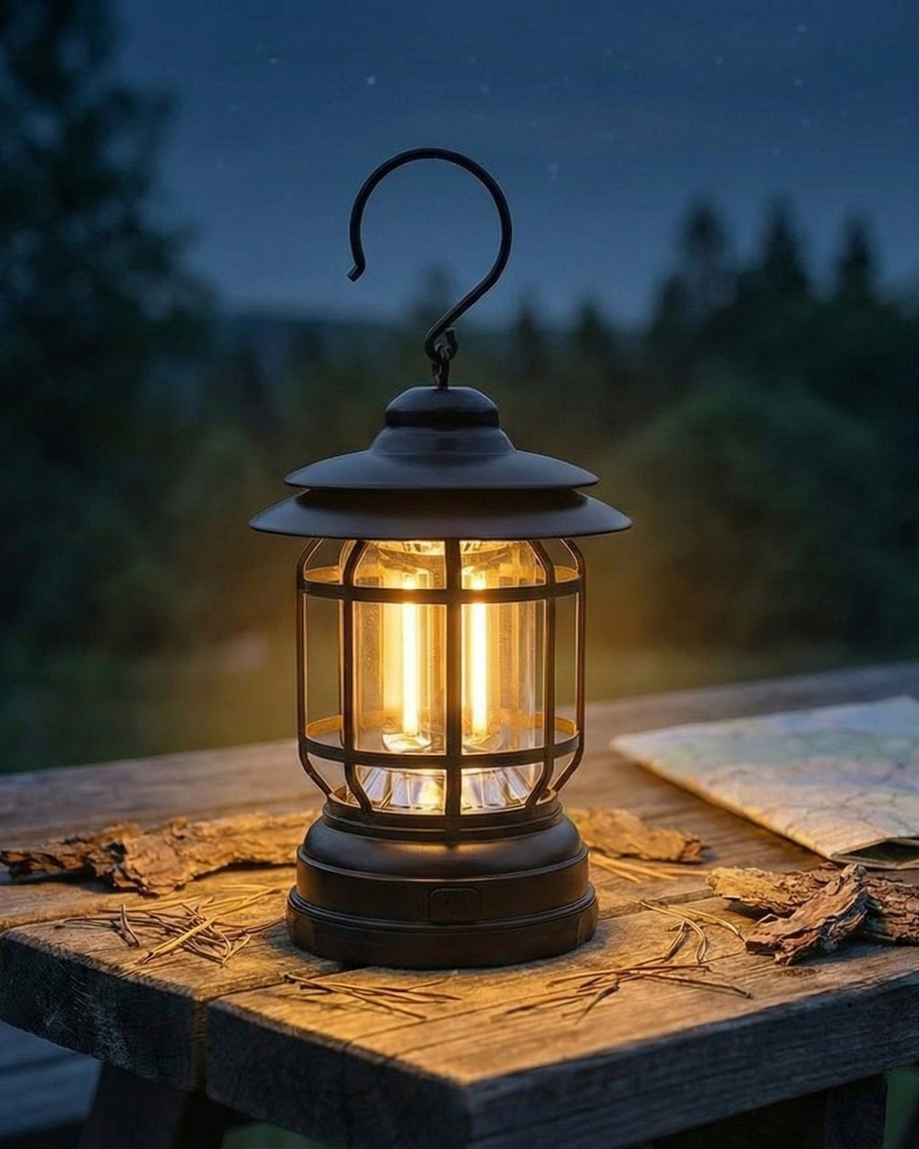 Retro campinglygte | Dæmpbar LED – USB-C og batteri