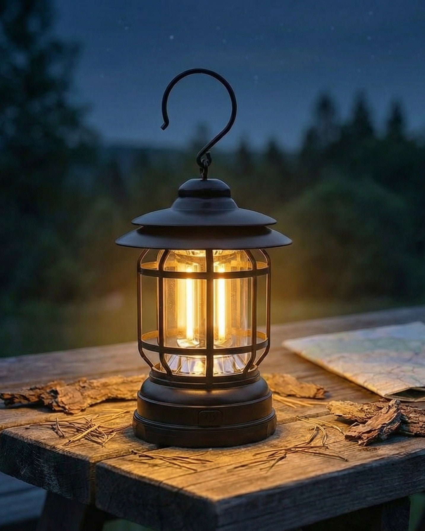 Retro campinglygte | Dæmpbar LED – USB-C og batteri