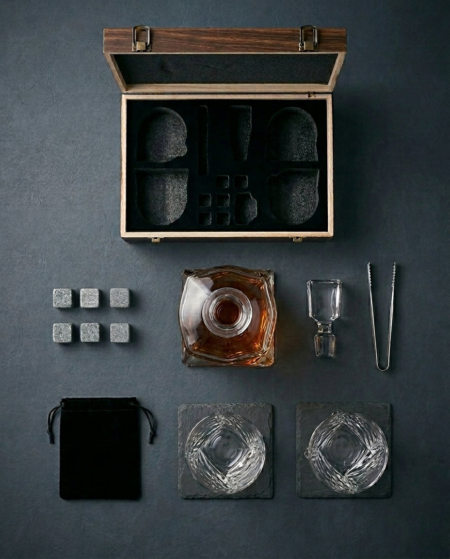Krystalwhisky-Set | Karaffel og Glas – Gaveæske