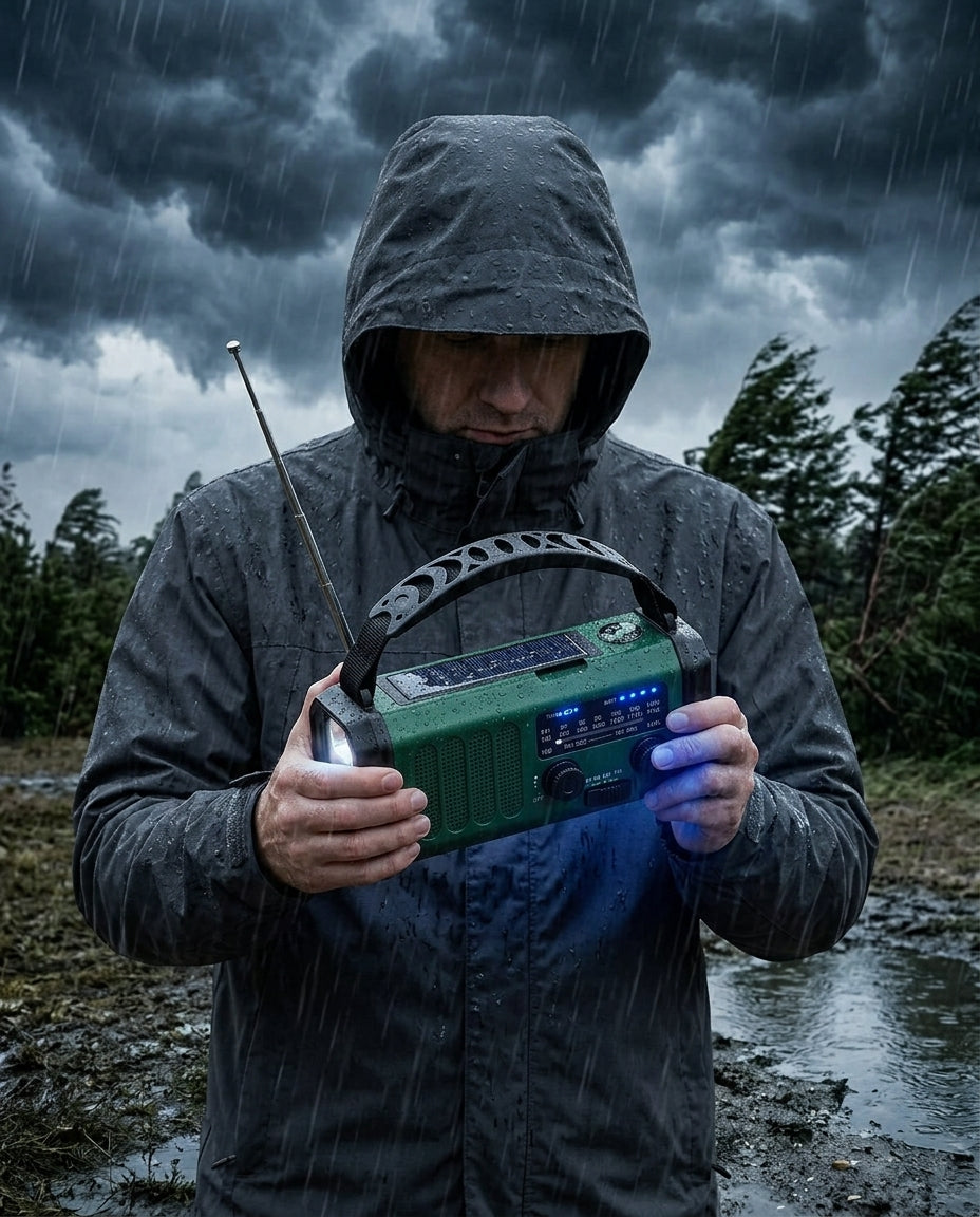 Nødradio med håndsving | 10000mAh solcelle lommelygte