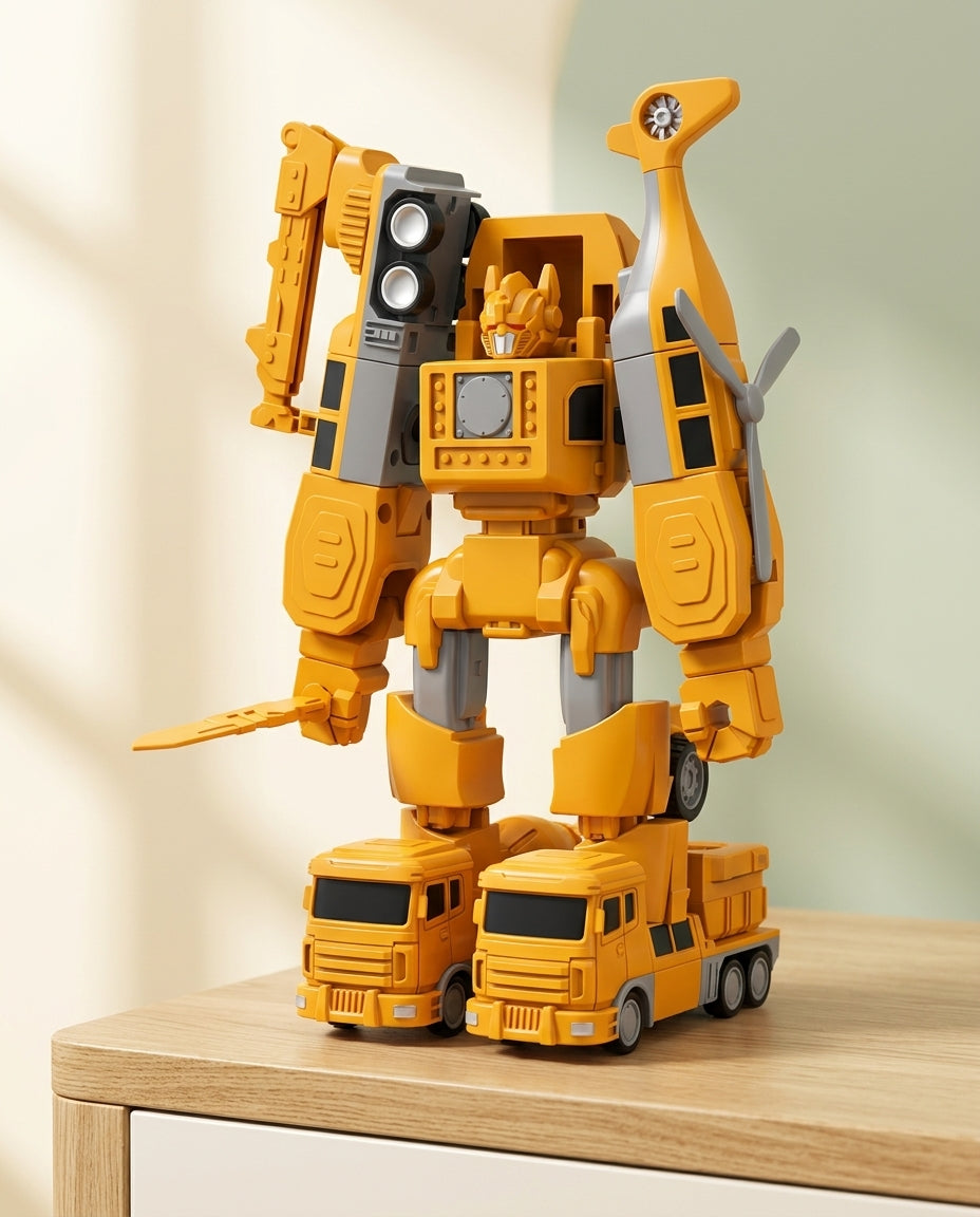 The Mighty Builder Squad | 7-i-1 magnetisk forvandlingsbar byggekøretøjsstyrke