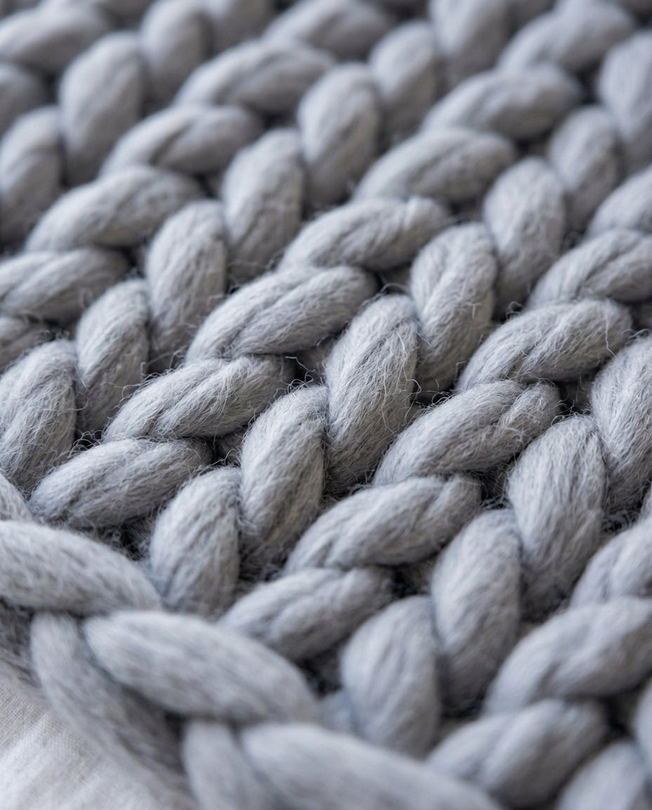 Chunky strikket tæppe XL – Håndslikket armstrikket plaid