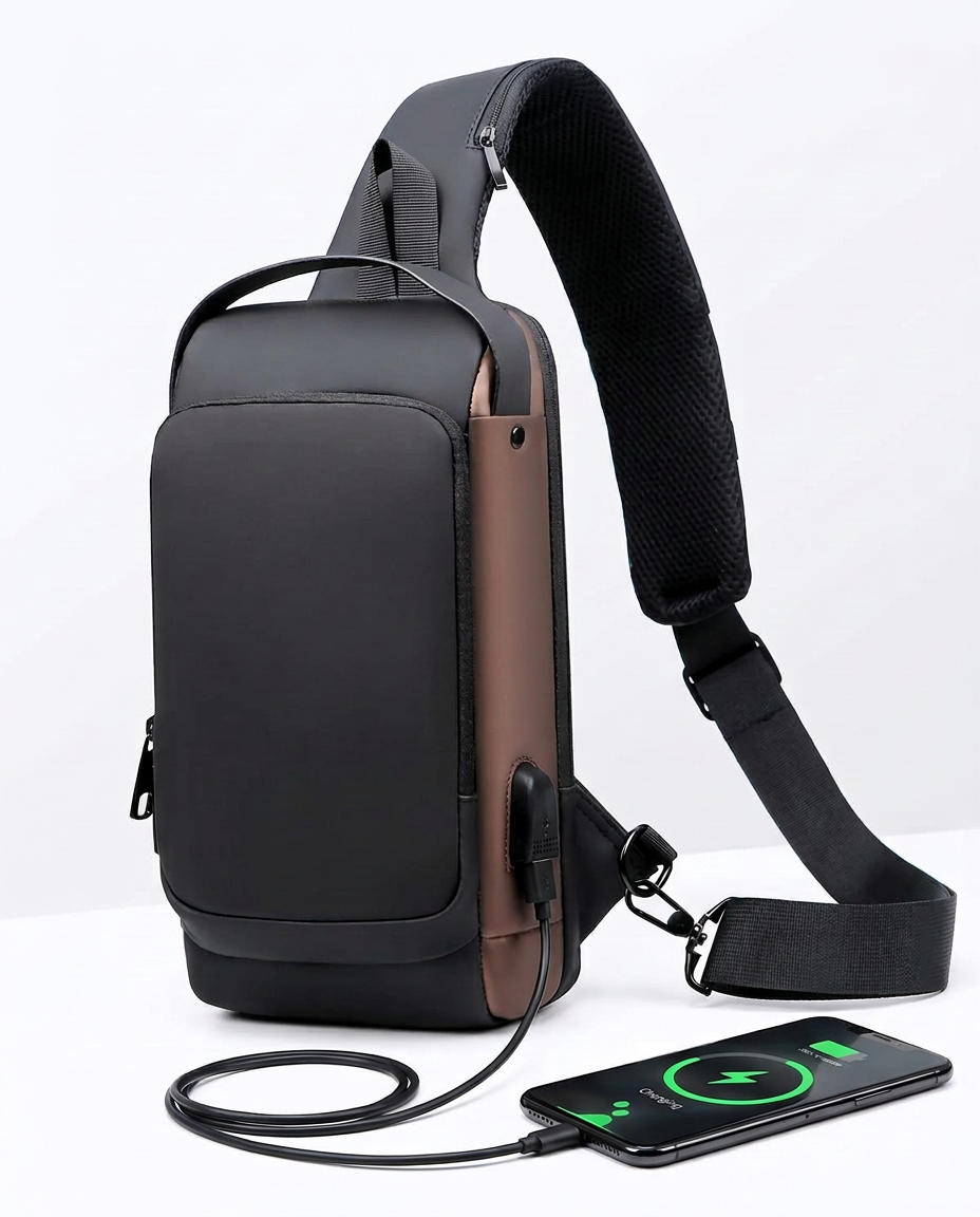 Tyverisikker crossbodytaske med USB-opladning