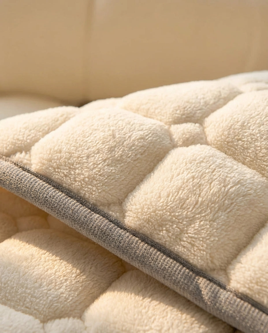 Quiltet Fleece Sengetæppe | Blødt med Firkantmønster
