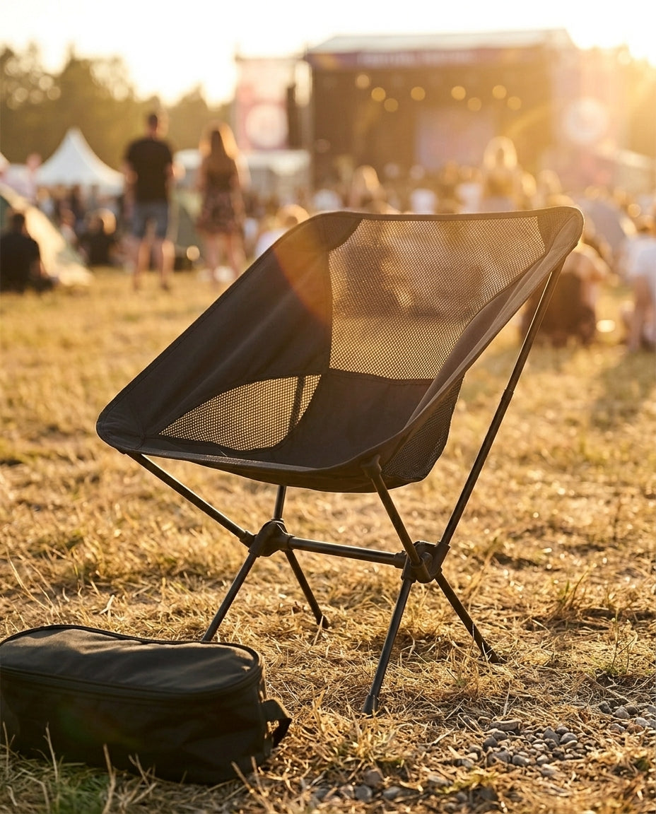 Foldbar campingstol | Let rygsæksstol til strand og festival