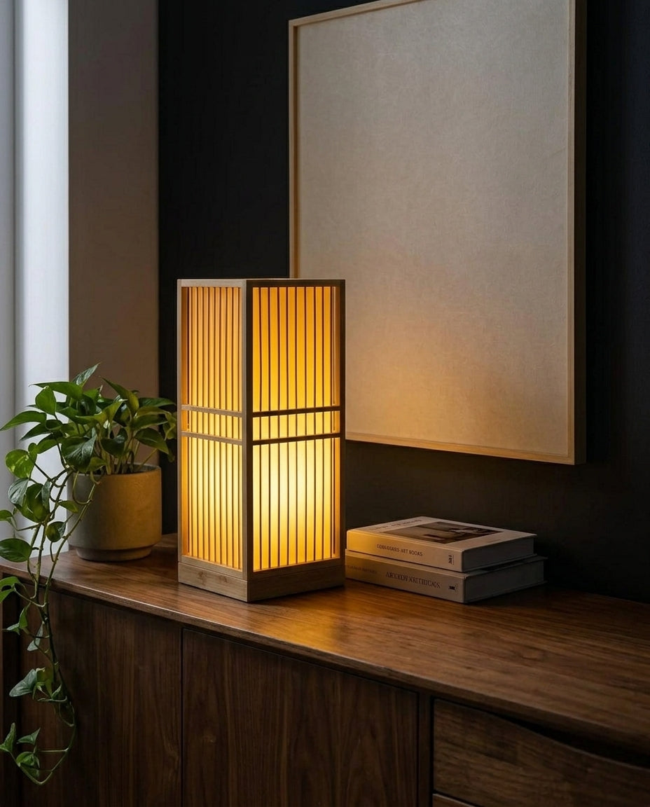 Japansk bordlampe – Bambus Zen-lampe | 4 størrelser