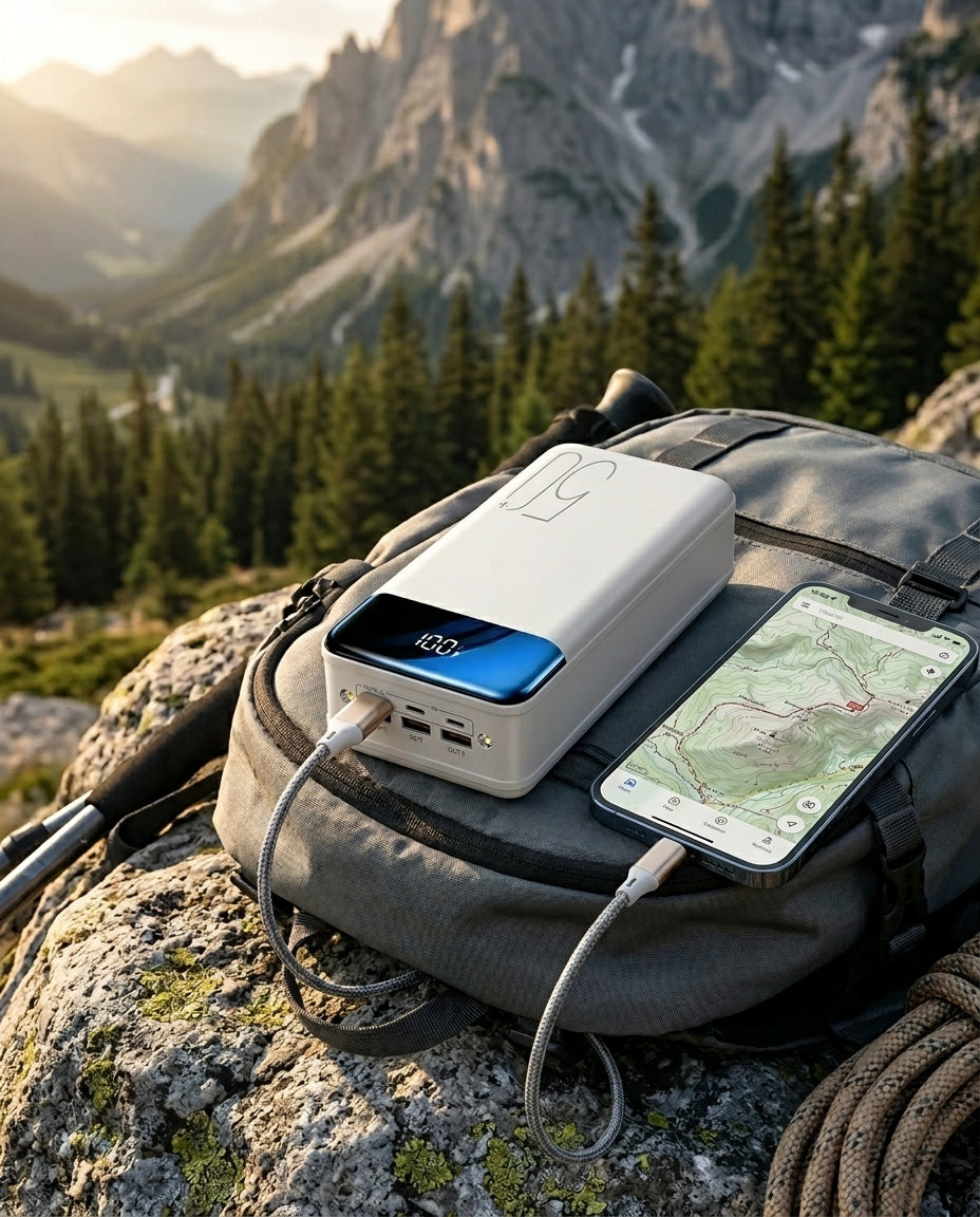 50.000 mAh powerbank | Hurtig opladning – Mobil, tablet & laptop