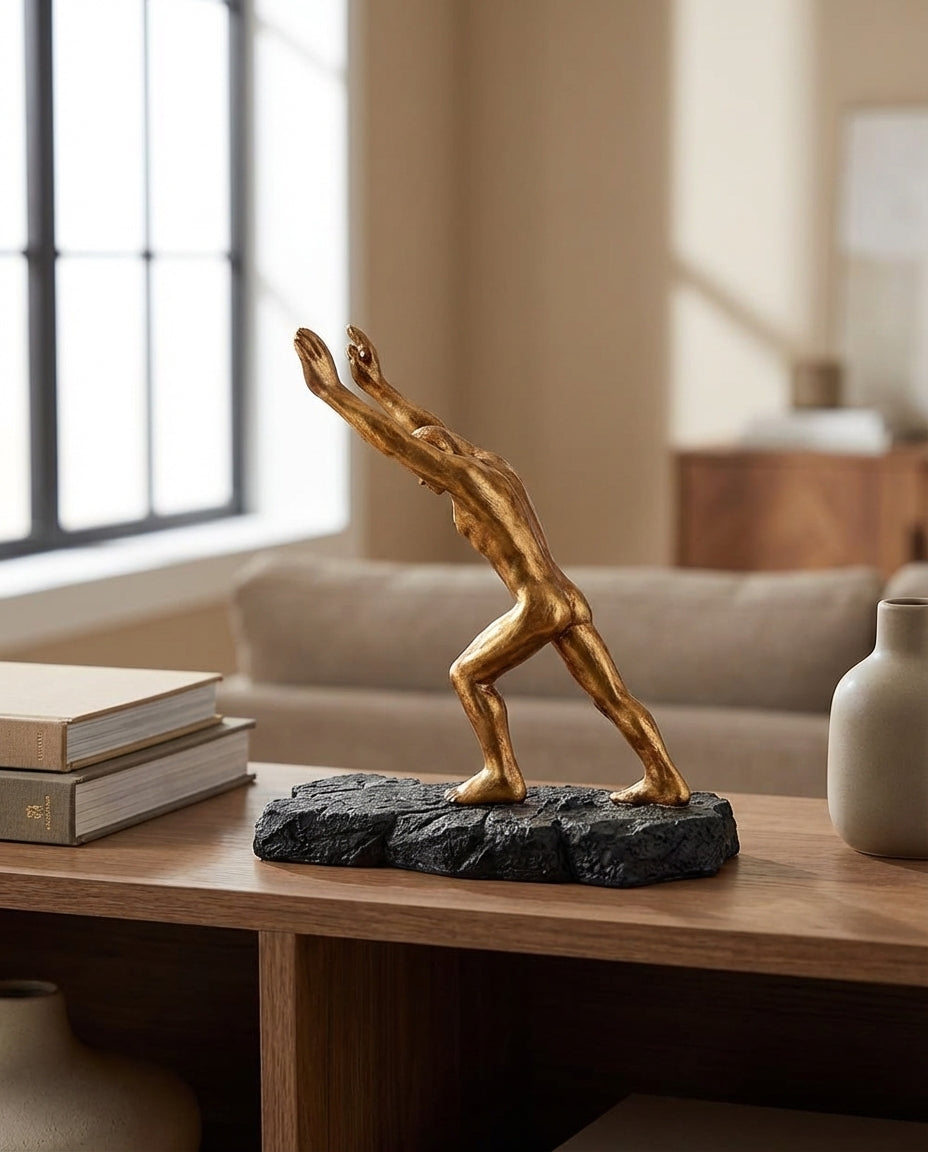 Vinflaskeholder – Skulpturel metaldisplay-stander