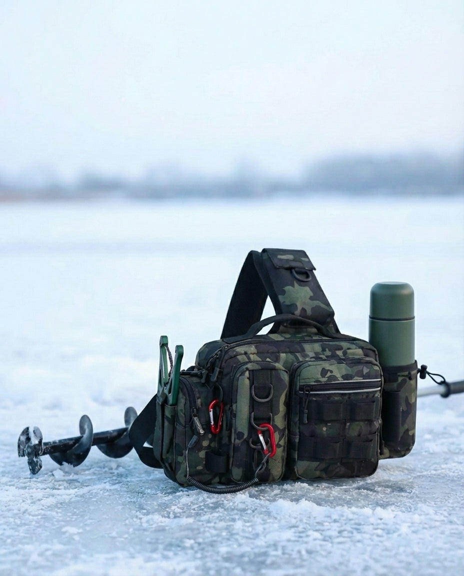 Fisketaske med skulder- & bæltebånd | Stangeholder