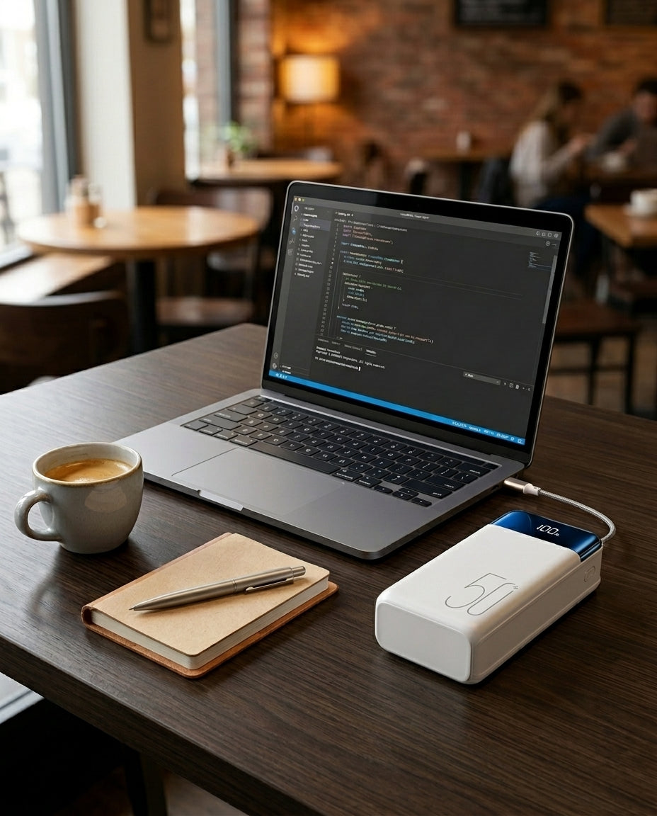 50.000 mAh powerbank | Hurtig opladning – Mobil, tablet & laptop