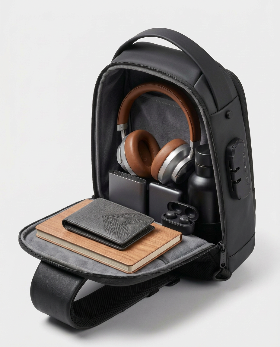 Tyverisikker crossbodytaske med USB-opladning