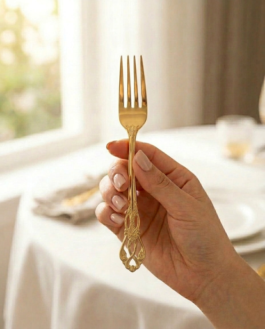 Guld Bestik 24-delt Sæt – Ornamenteret Håndtag