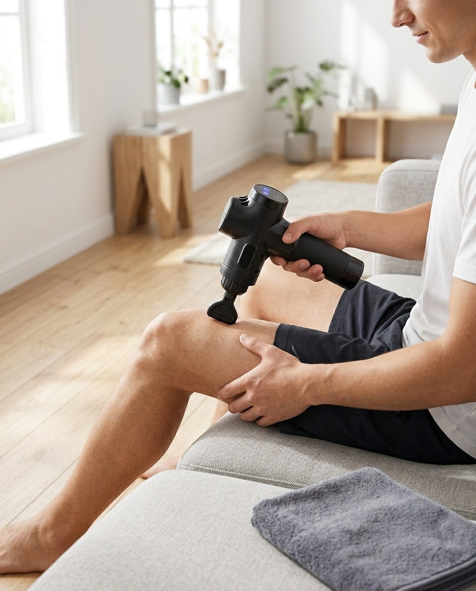 Massagepistol til muskelrestitution – 6 tilbehør & taske