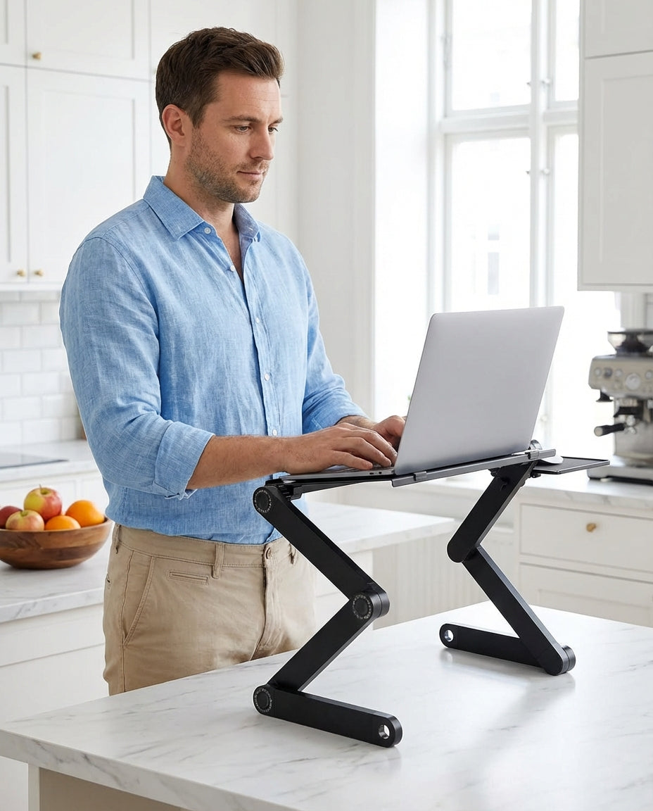 Justerbar bærbar computer stander med musemåtte | OmniDesk Pro