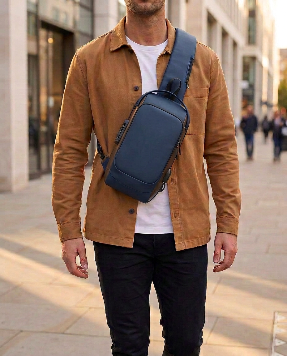 Tyverisikker crossbodytaske med USB-opladning