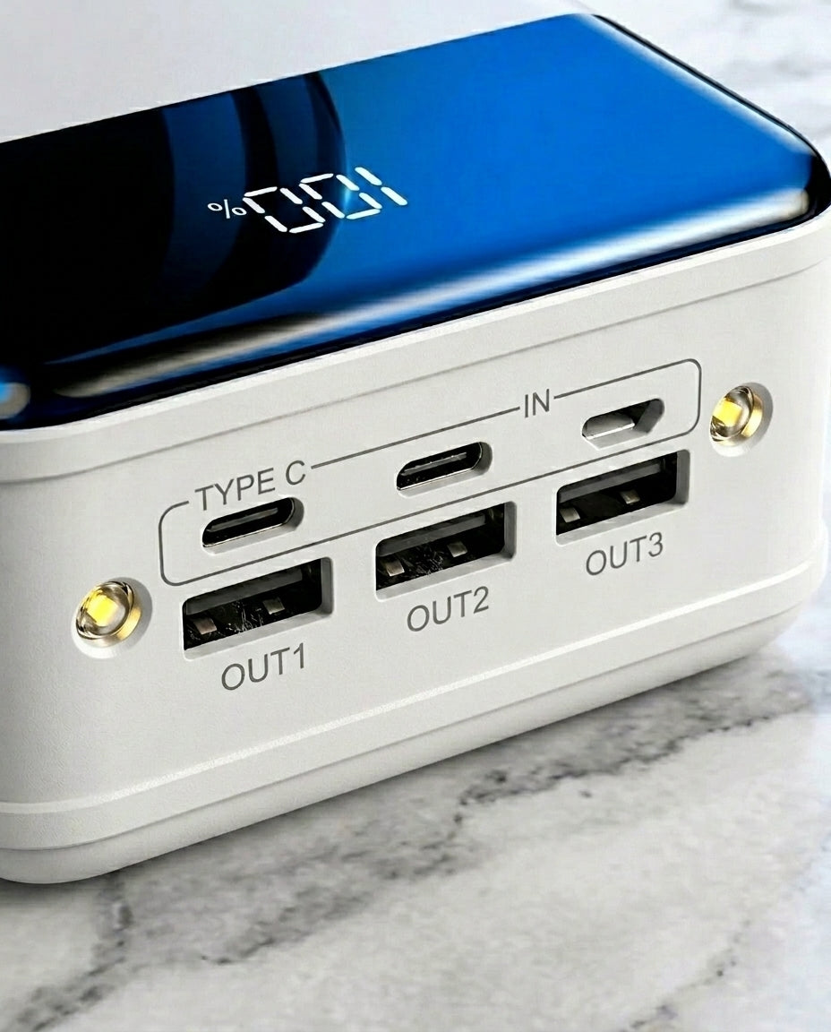 50.000 mAh powerbank | Hurtig opladning – Mobil, tablet & laptop