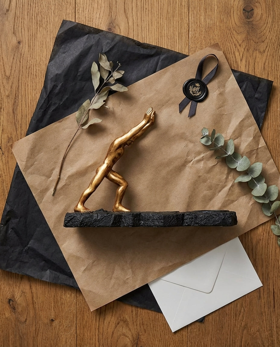 Vinflaskeholder – Skulpturel metaldisplay-stander