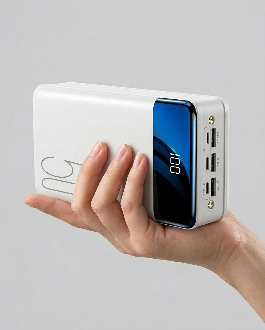 50.000 mAh powerbank | Hurtig opladning – Mobil, tablet & laptop