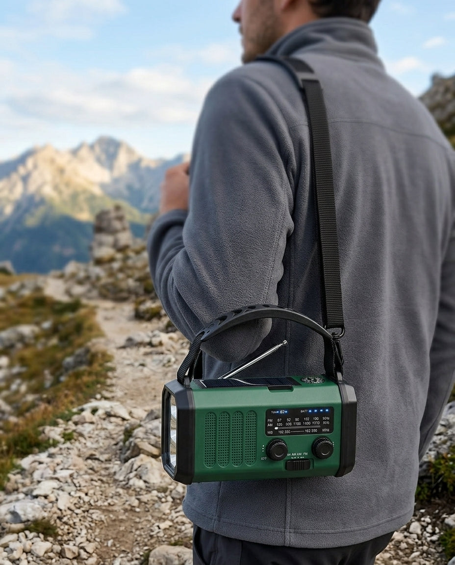 Nødradio med håndsving | 10000mAh solcelle lommelygte