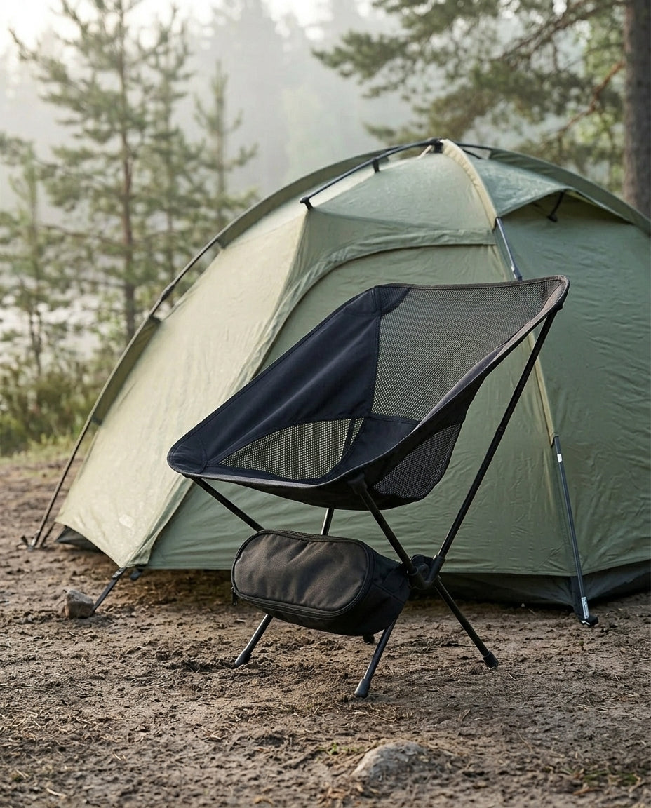 Foldbar campingstol | Let rygsæksstol til strand og festival