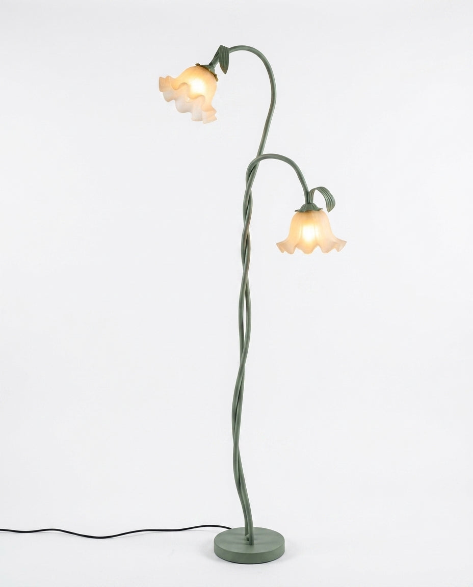LED-gulvlampe blomsterdesign | Mattegrøn finish