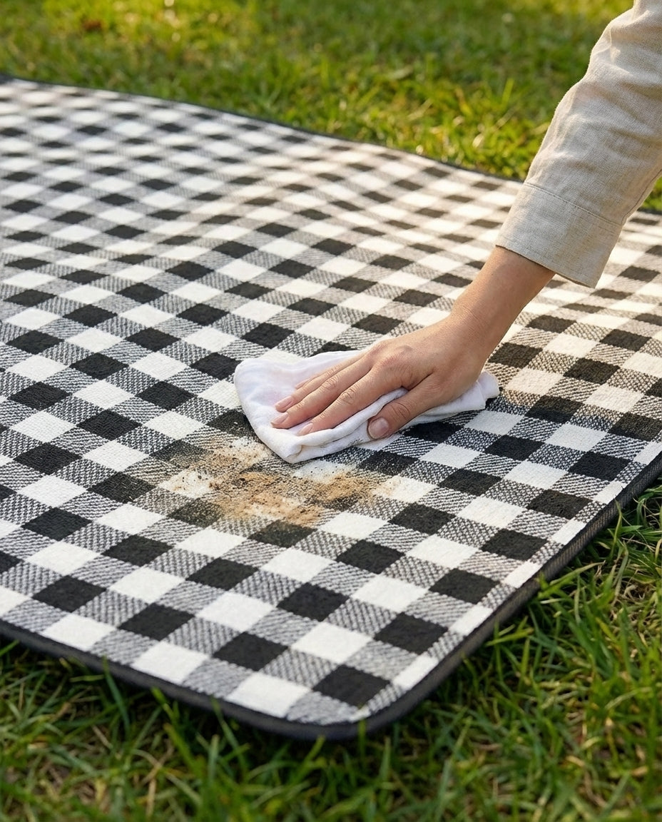 Vandtæt picnictæppe – foldbart sandfrit udendørstæppe