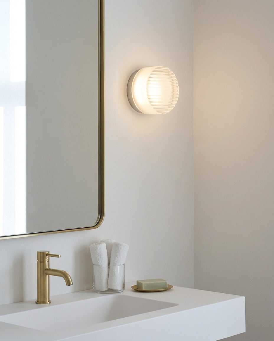 Rund Glasvæglampe – Riflet LED-belysning