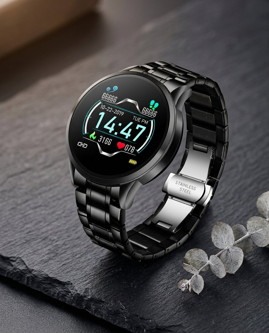 Klassisk Rund Smartwatch – Bluetooth | Apple & Android