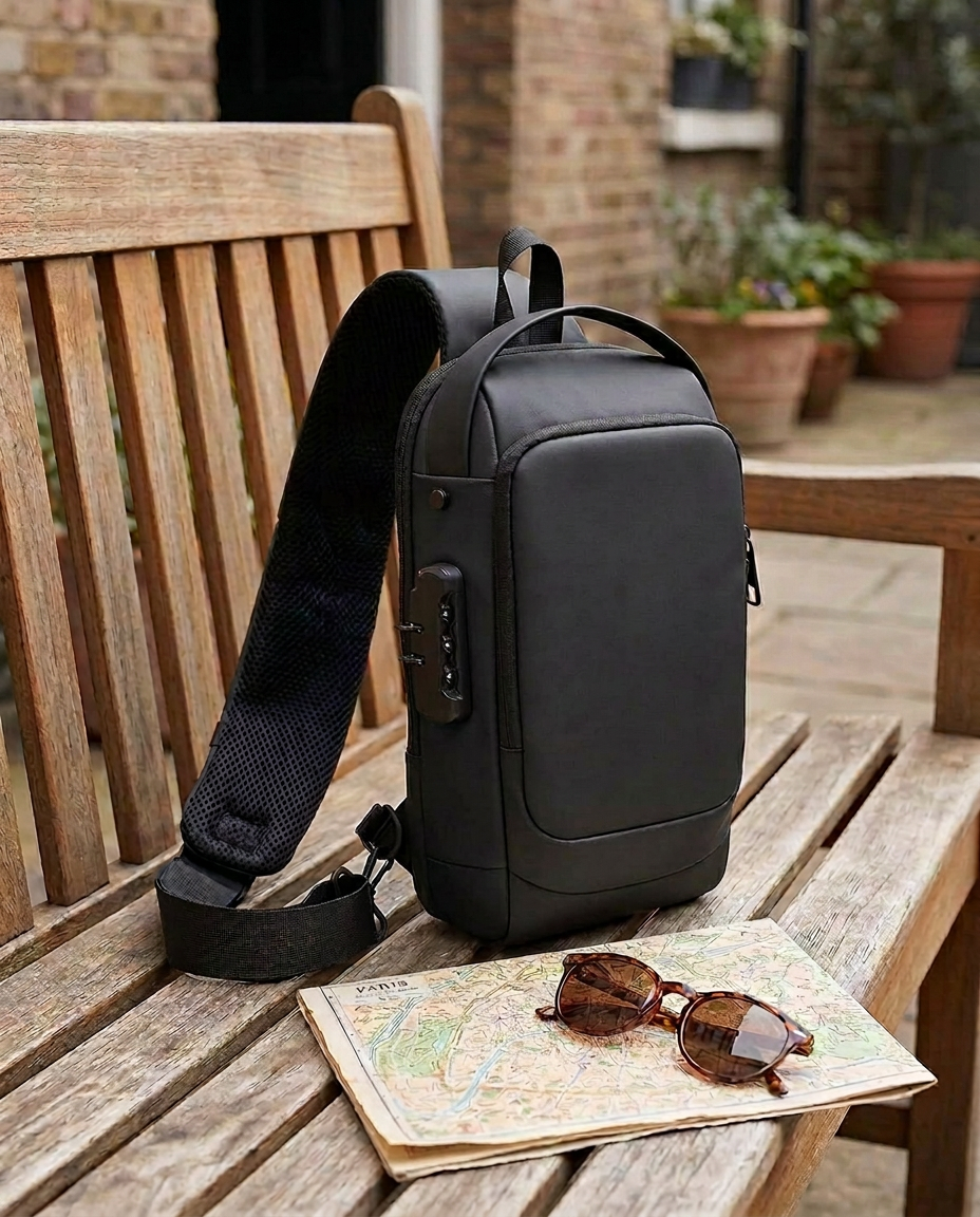 Tyverisikker crossbodytaske med USB-opladning