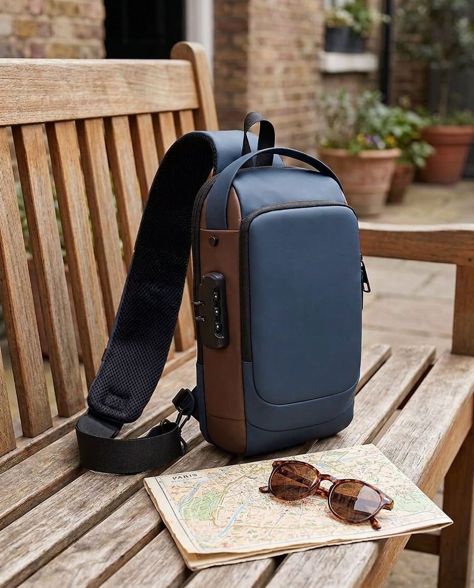 Tyverisikker crossbodytaske med USB-opladning
