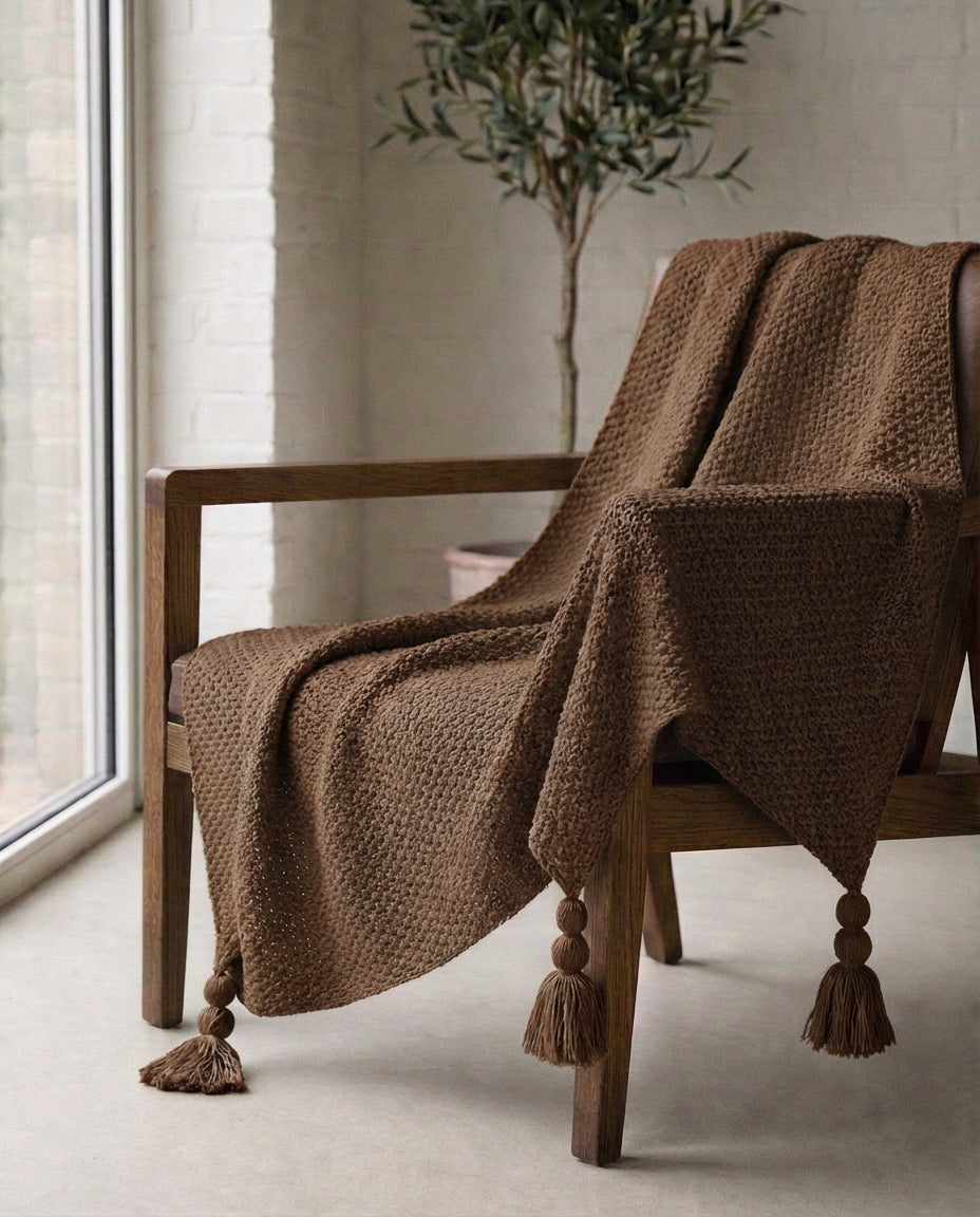 Strikket uldplæd med frynser | Nordic Warmth