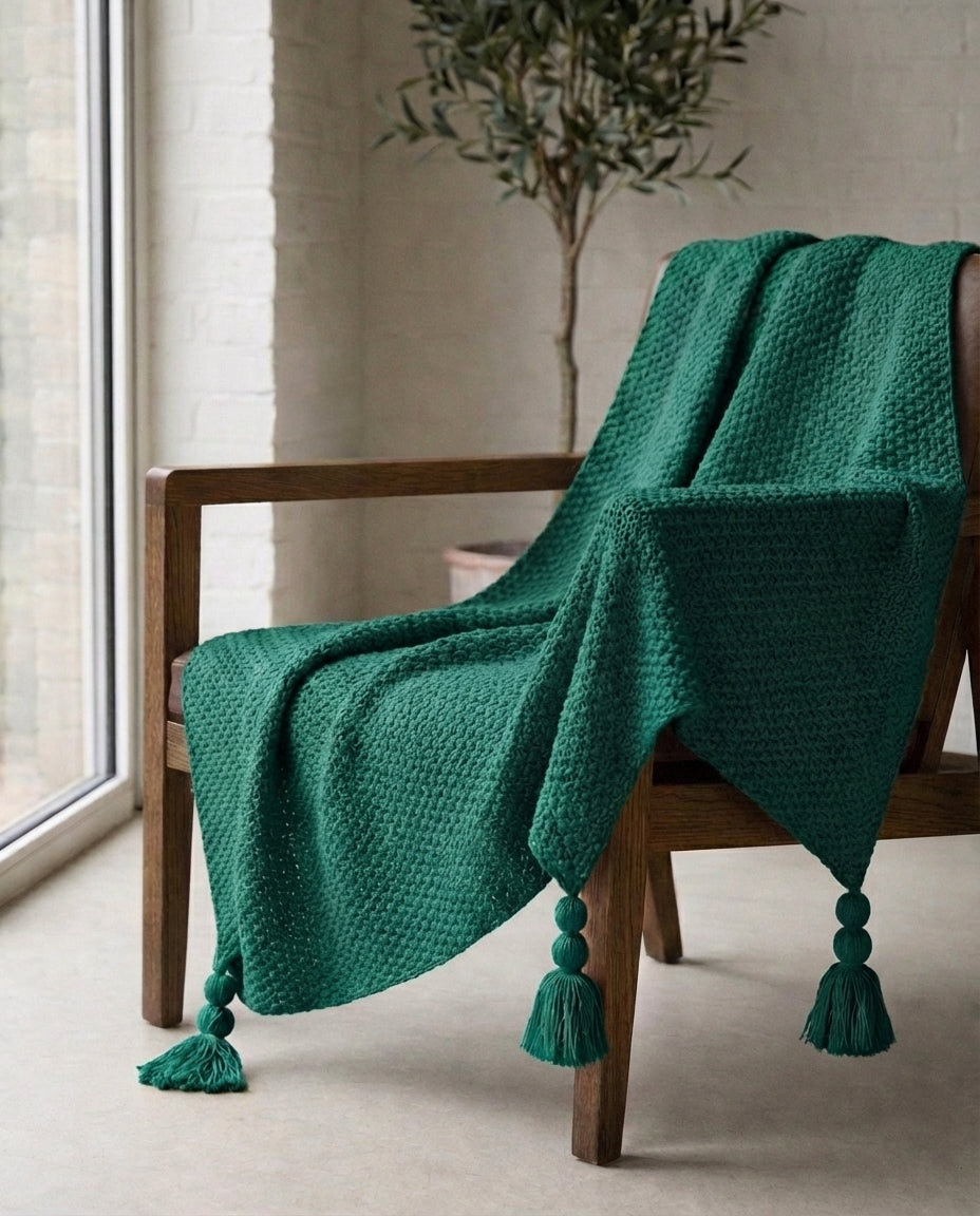 Strikket uldplæd med frynser | Nordic Warmth