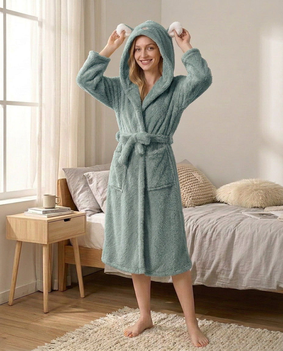 Badekåbe med hætte – blød kanin-design