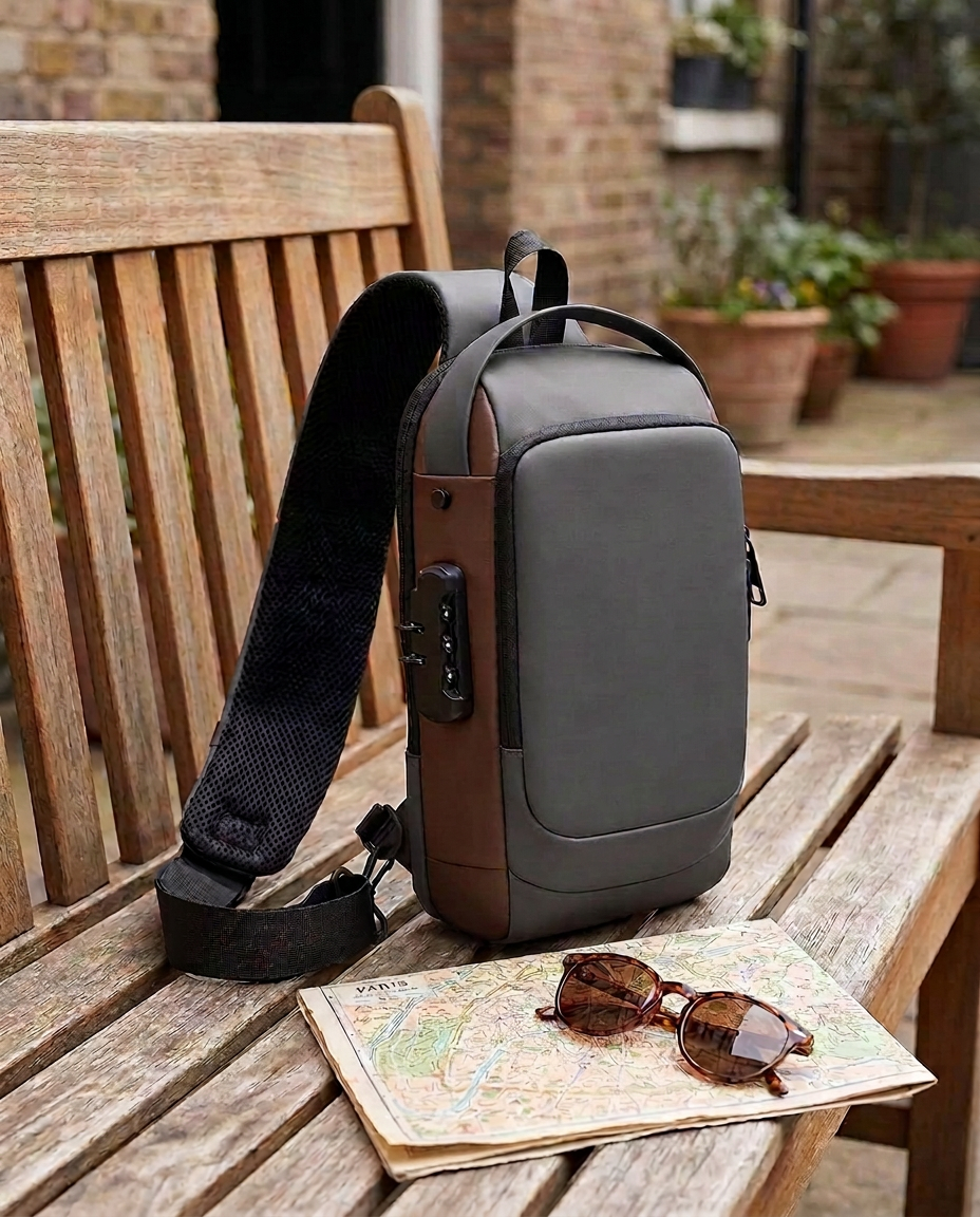 Tyverisikker crossbodytaske med USB-opladning
