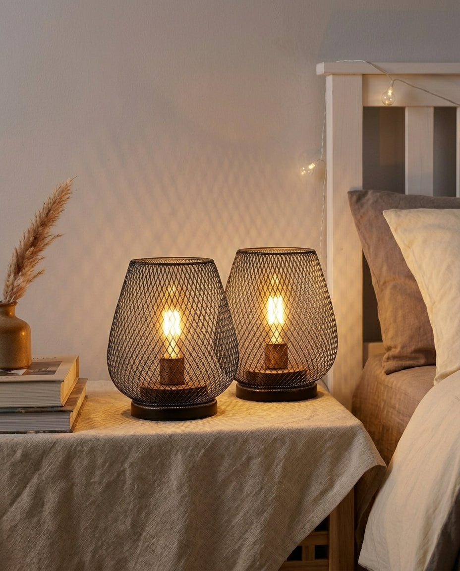 Bordlampe i netdesign 2-pak | Matsort Vintagelys