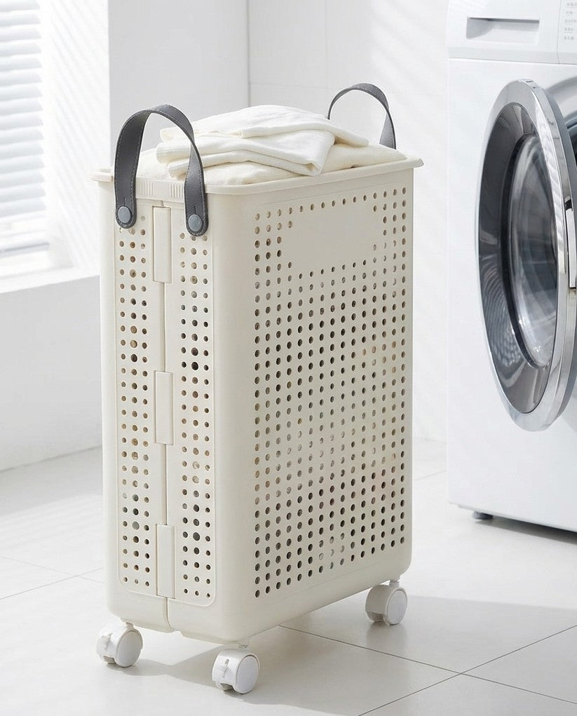 Foldbar vasketøjskurv med hjul | RollFold