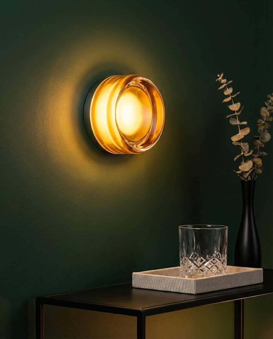 Rund Glasvæglampe – Riflet LED-belysning