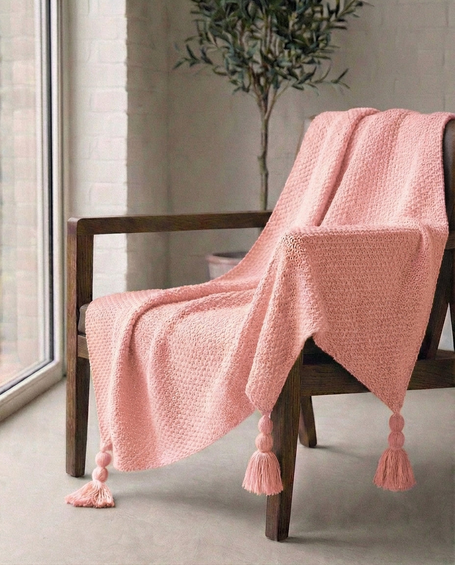 Strikket uldplæd med frynser | Nordic Warmth