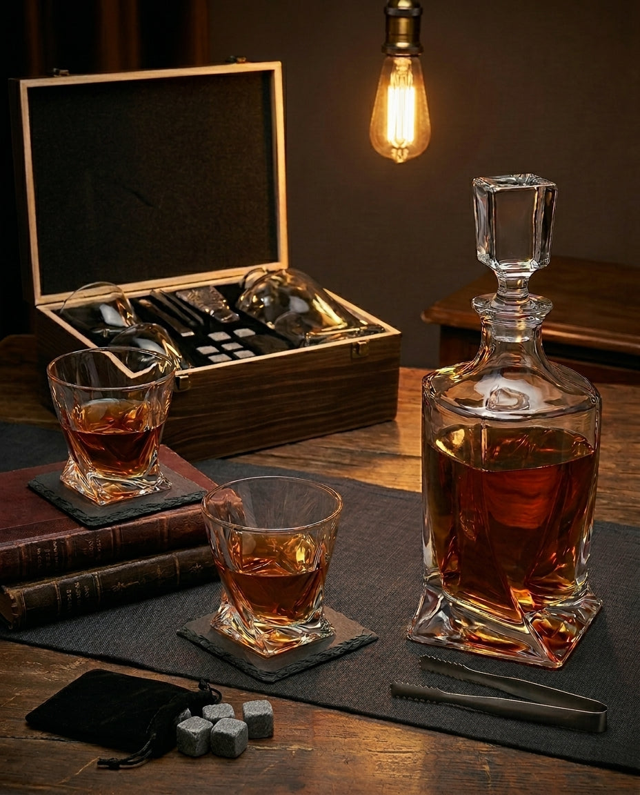 Krystalwhisky-Set | Karaffel og Glas – Gaveæske