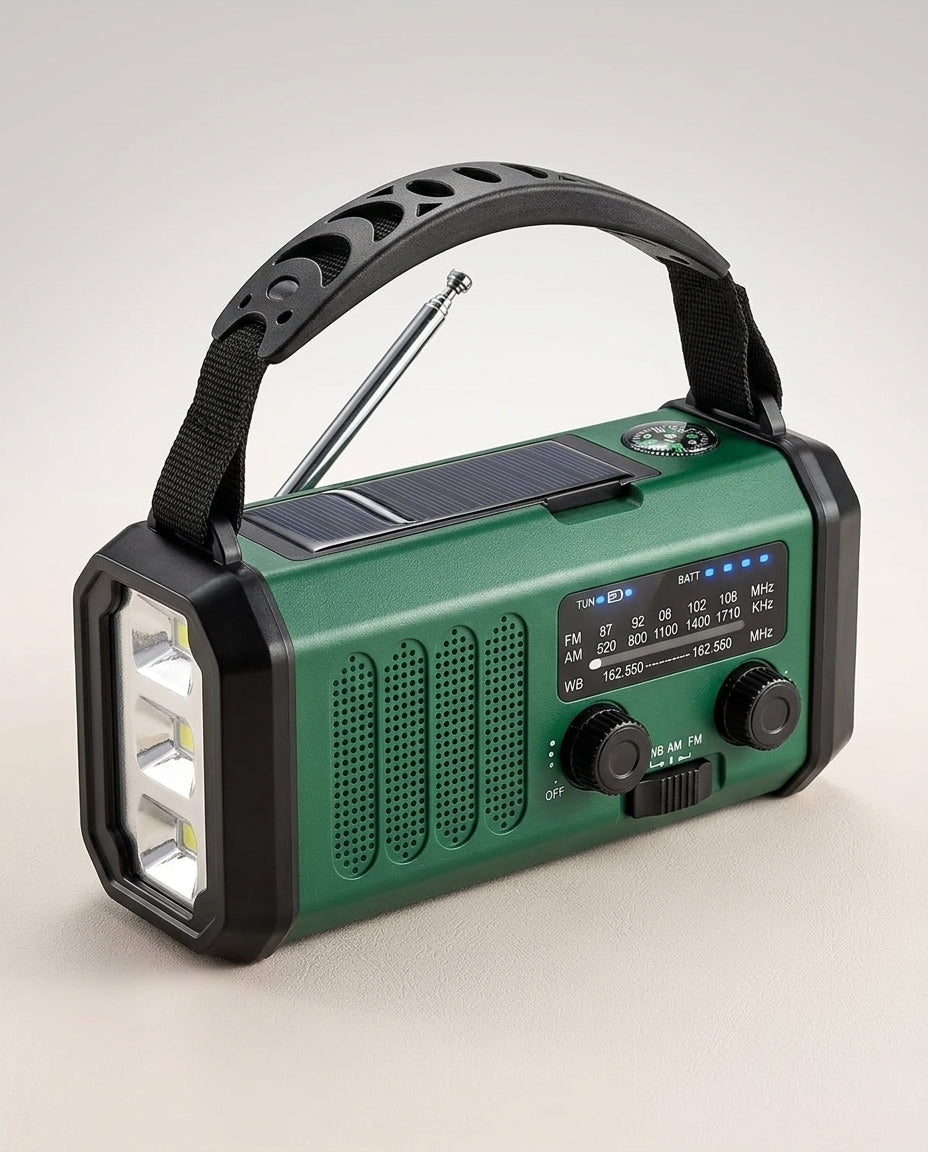 Nødradio med håndsving | 10000mAh solcelle lommelygte