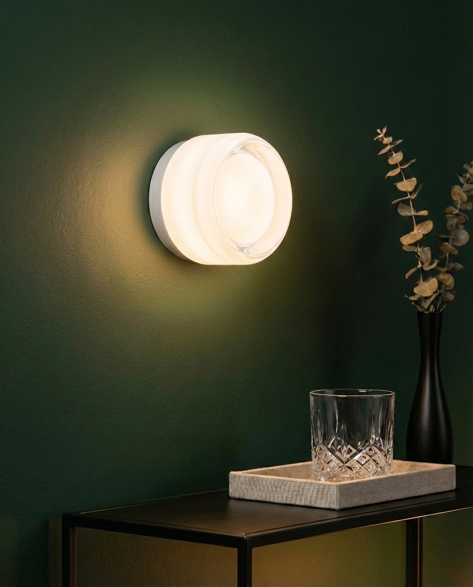 Rund Glasvæglampe – Riflet LED-belysning