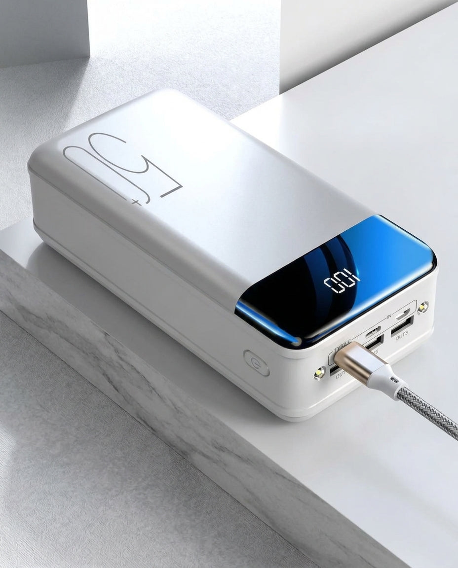 50.000 mAh powerbank | Hurtig opladning – Mobil, tablet & laptop