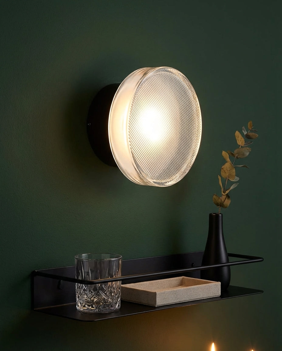 Rund Glasvæglampe – Riflet LED-belysning