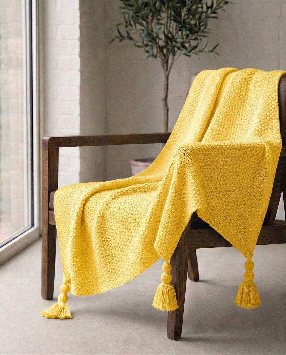 Strikket uldplæd med frynser | Nordic Warmth